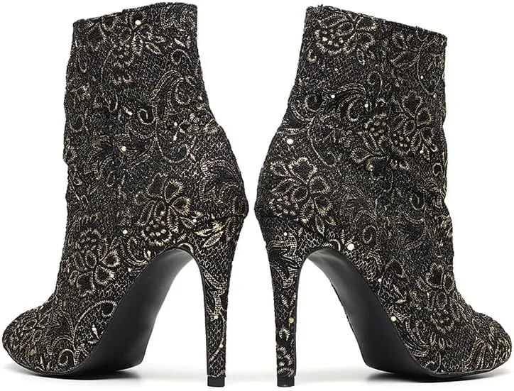 TINRYMX Women Ballroom Dance Boots Latin Salsa Ankle Booties Performance Party Dance Shoes High Heel, Model-QJW7261