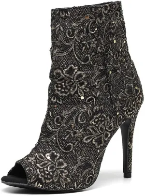 TINRYMX Women Ballroom Dance Boots Latin Salsa Ankle Booties Performance Party Dance Shoes High Heel, Model-QJW7261