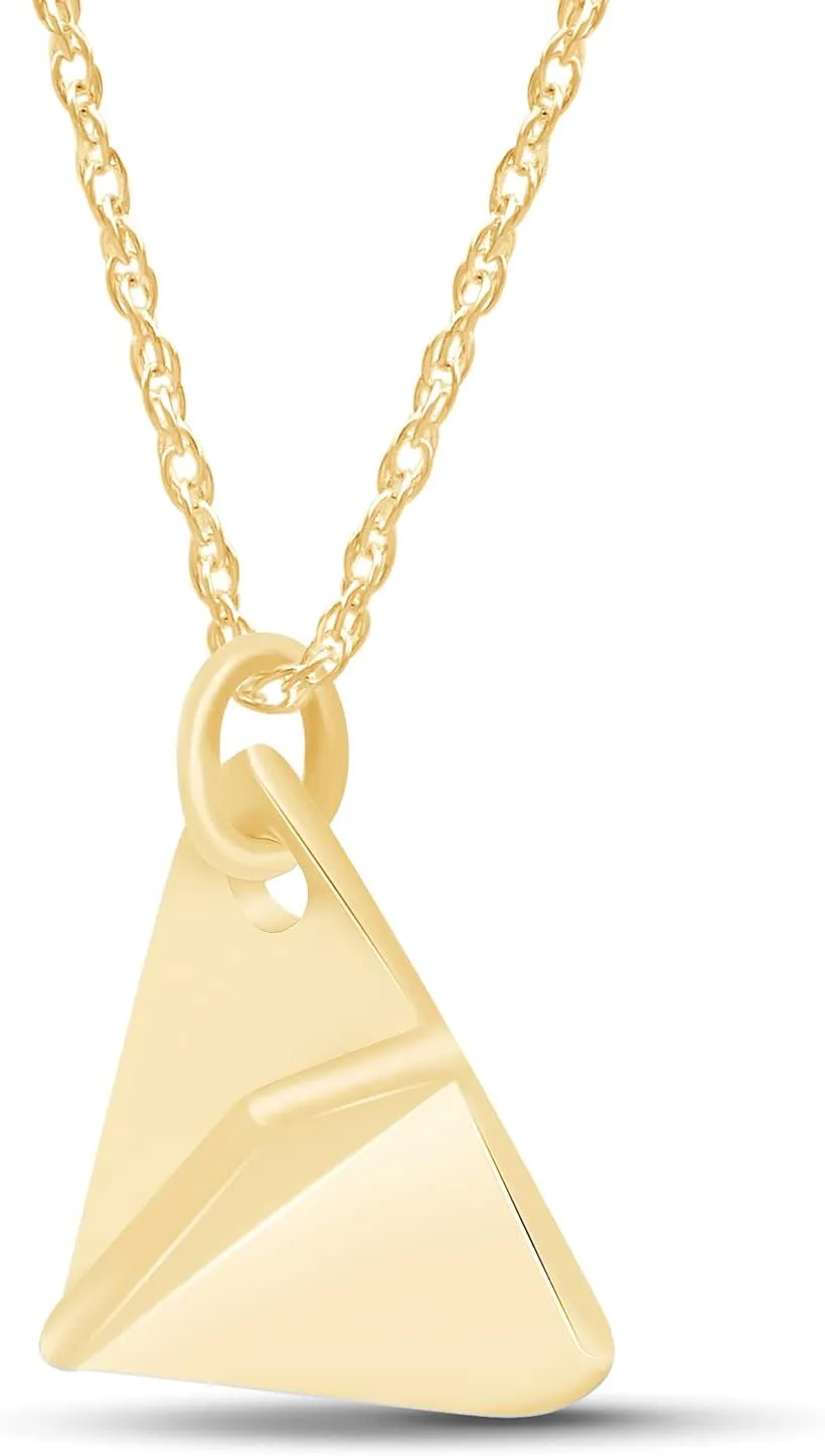 Tiny Origami Plane Necklace & Pendants in 14k Gold Over Sterling Silver