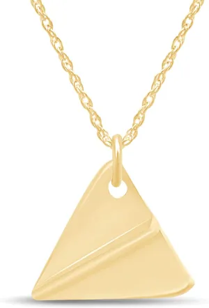 Tiny Origami Plane Necklace & Pendants in 14k Gold Over Sterling Silver