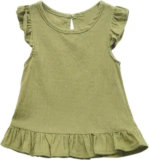 Toddler Girls Ruffle Tank Tops Summer Casual Linen Shirts Cute Cap Sleeve Blouse Tops for Baby Girl
