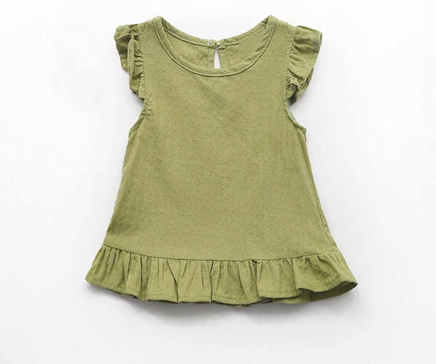 Toddler Girls Ruffle Tank Tops Summer Casual Linen Shirts Cute Cap Sleeve Blouse Tops for Baby Girl