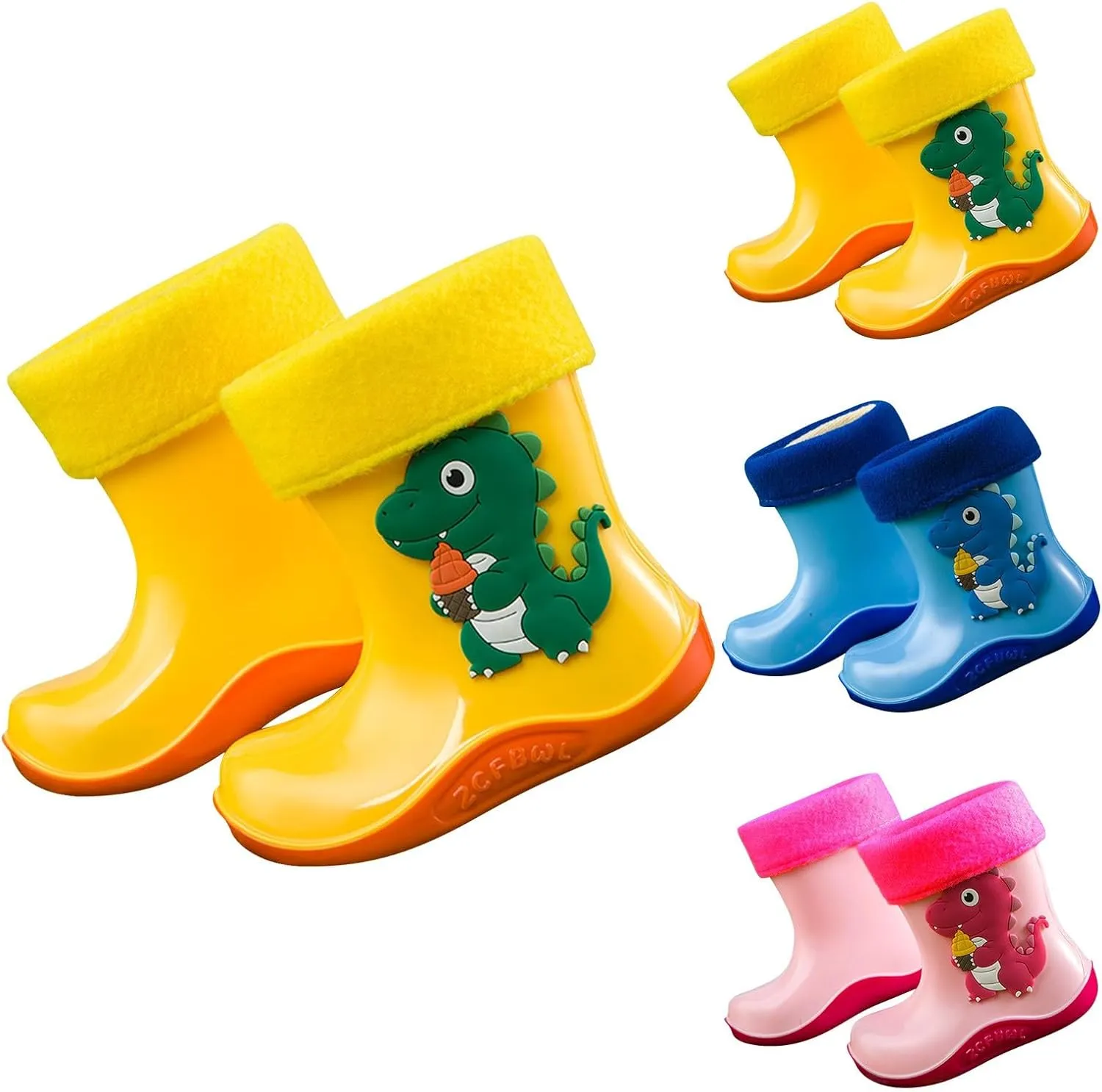 Toddler Rain Boots for Boys Girls, Dinosaur Cute Fun aterproof Non-Slip Bottom for Outdoor Play Kids Rain Shoes