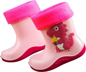 Toddler Rain Boots for Boys Girls, Dinosaur Cute Fun aterproof Non-Slip Bottom for Outdoor Play Kids Rain Shoes