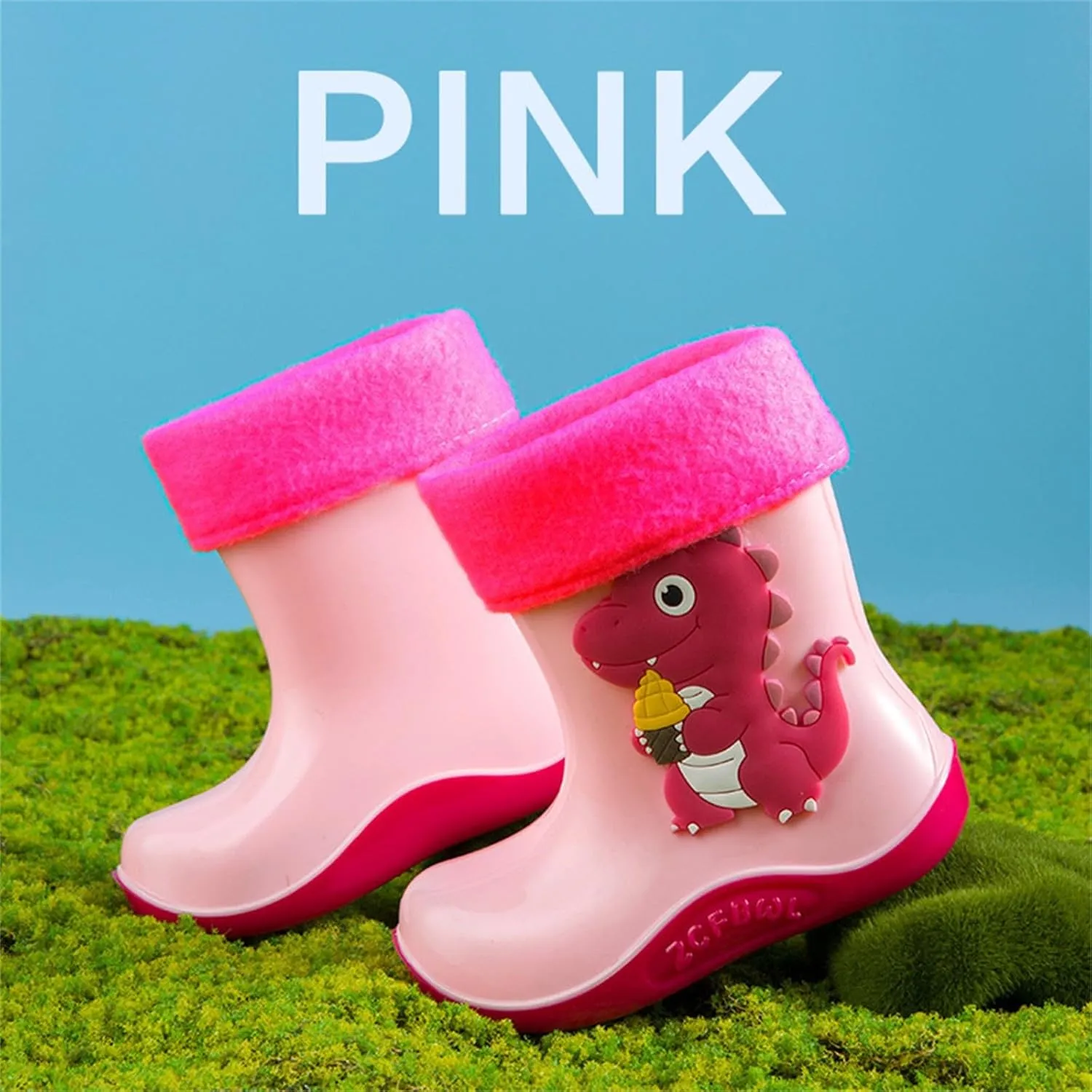 Toddler Rain Boots for Boys Girls, Dinosaur Cute Fun aterproof Non-Slip Bottom for Outdoor Play Kids Rain Shoes