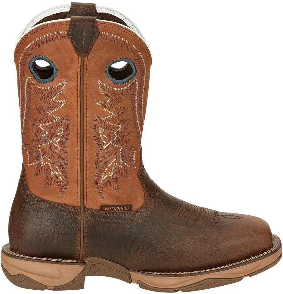 Tony Lama Men's 3R Lopez Brown 11" Waterproof Square Steel Toe Work Boot