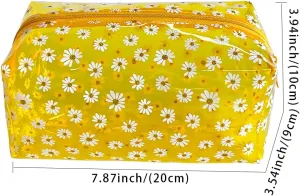 TotePrint 1PCS Sky Blue Daisy Makeup Bag Clear Pouch for Travel,Clear Solid Makeup Bags with Zipper for Purse,Cosmetic Brush Bag (Sky Blue)