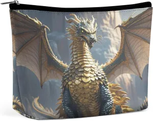 Travel Makeup Bag Portable Cosmetic Bags for Women Dragon Purple Moon Make Up Bags Organizer With Zipper Waterproof Open Flat Toiletry Bag Cute Makeup Pouch for Travel Accessories