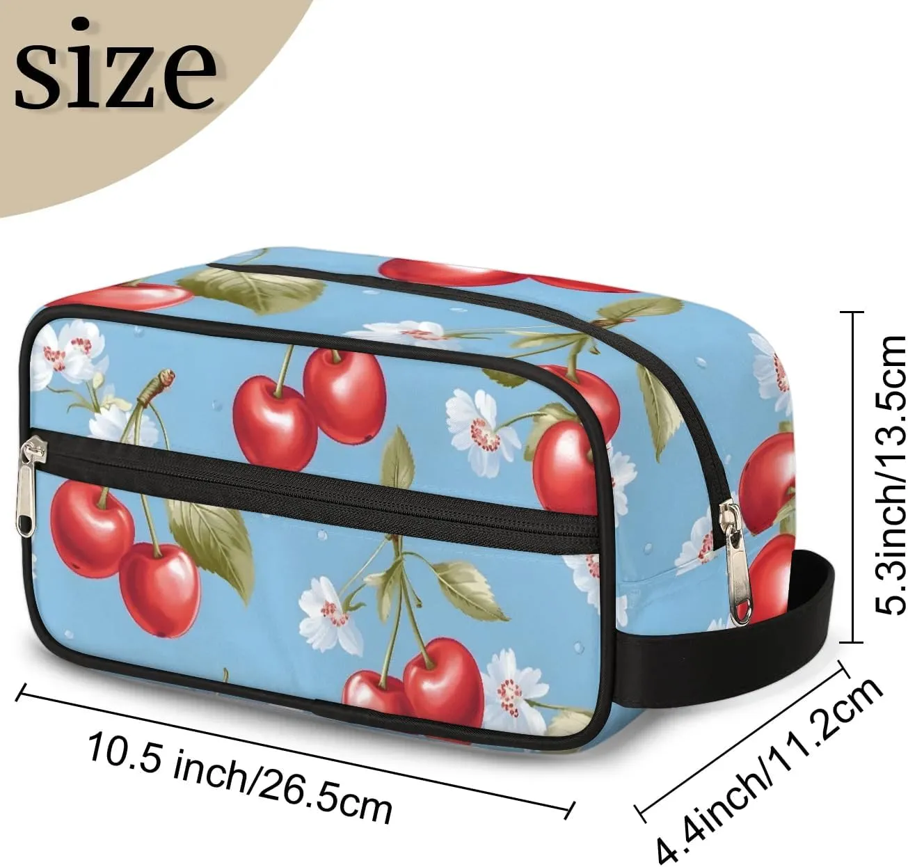 Travel Toiletry Bag for Women Men Cherry Floral Hanging Cosmetic Bag Waterproof Makeup Bag for Shaving Makeup Toothbrush & Travel Essentials