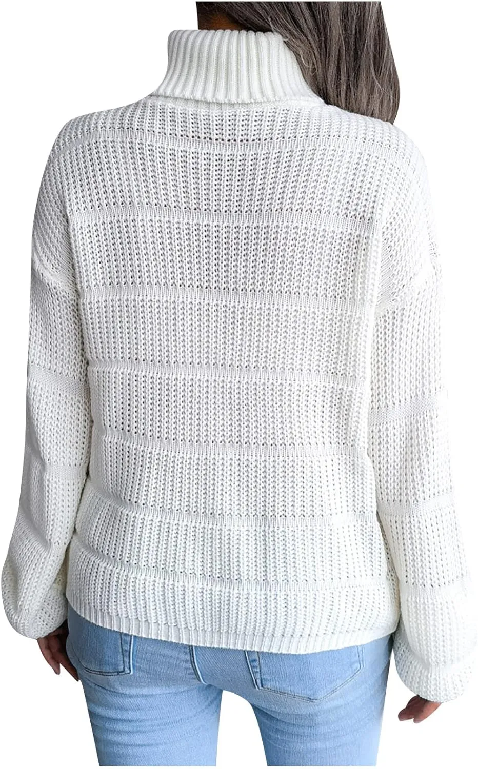 tuduoms Women's Turtleneck Oversized Sweaters Fashion Solid Color Comfy Loose Chunky Knitted Pullover Sweater Jumper Tops