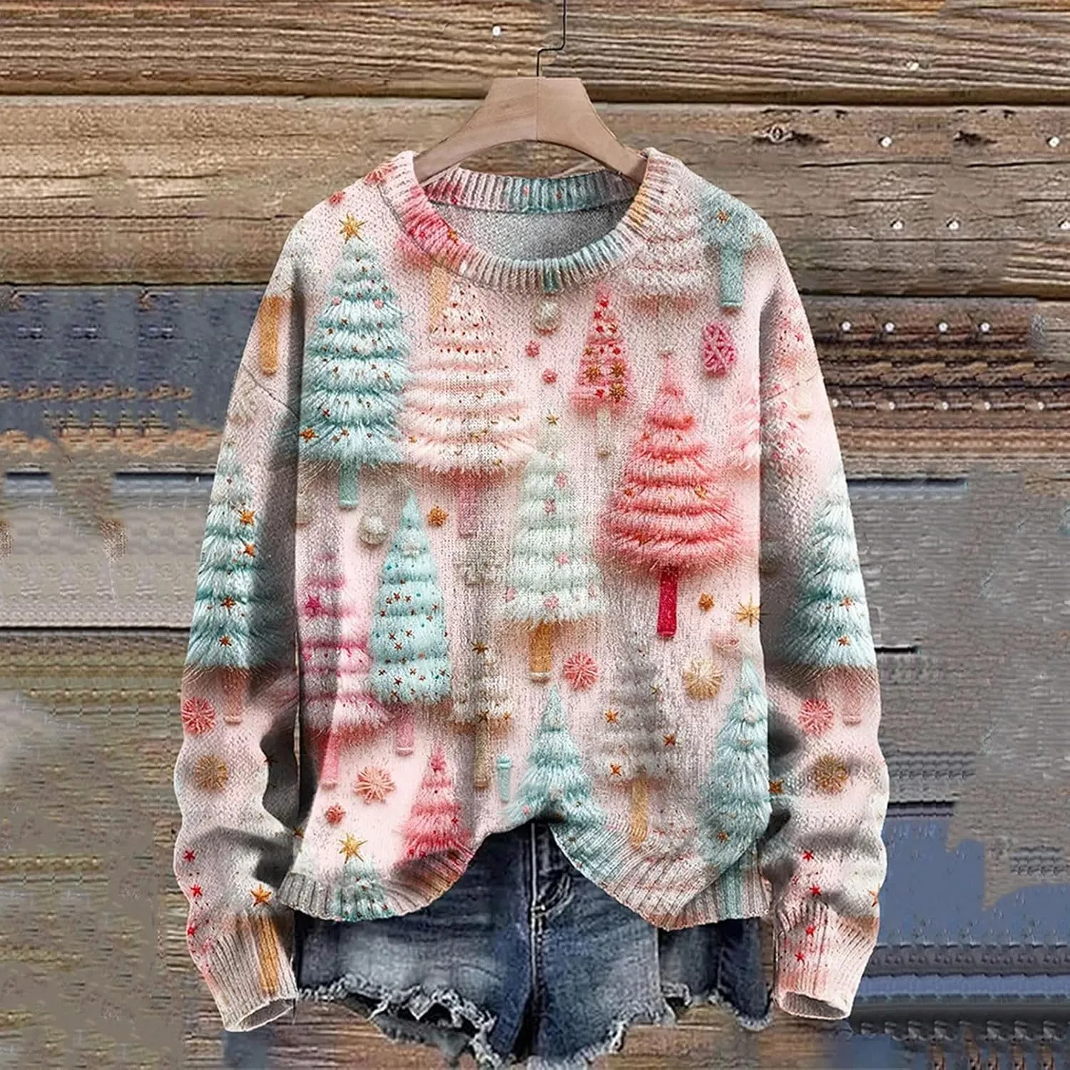 Ugly Christmas Sweater Women Funny Xmas Graphic Sweatshirt Oversized Long Sleeve Pullover Tops 2024