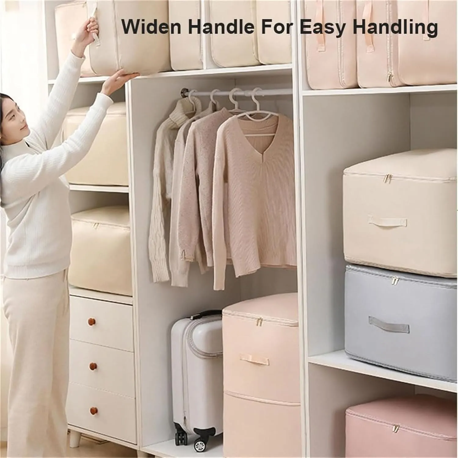Ultra Space Saving Self Compression Organizer, Accompanyk Organizer, Heavy Duty Moving Bags, Otherwisie Space Saver Garment Bags (beige, X-Large)