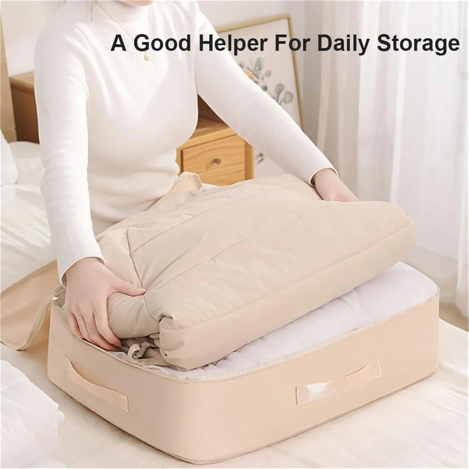 Ultra Space Saving Self Compression Organizer, Accompanyk Organizer, Heavy Duty Moving Bags, Otherwisie Space Saver Garment Bags (beige, X-Large)