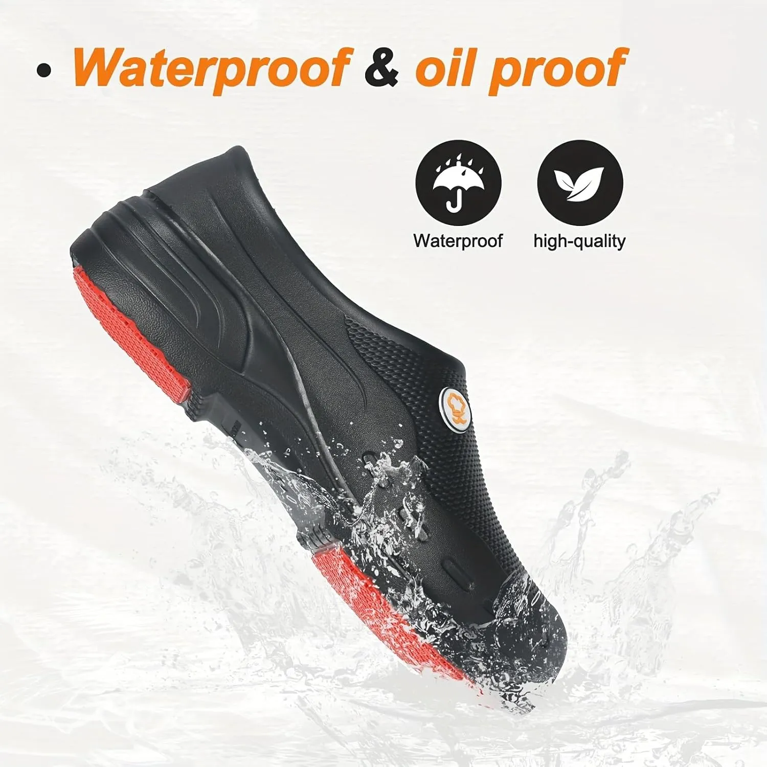 Unisex Non Slip Work Clogs - Slip, Water & Oil Resistant Shoes for Kitchen Chef Nursing Gardening Professionals - Comfortable Waterproof Work Shoes(Men 7.5-11.5/Women 8.5-12.5)