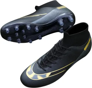 Unisex Sizes Leather Soccer Cleats with Lace-Up for Training Firm Ground & Turf - Men, Women, Boys & Girls American Football Shoes Boot