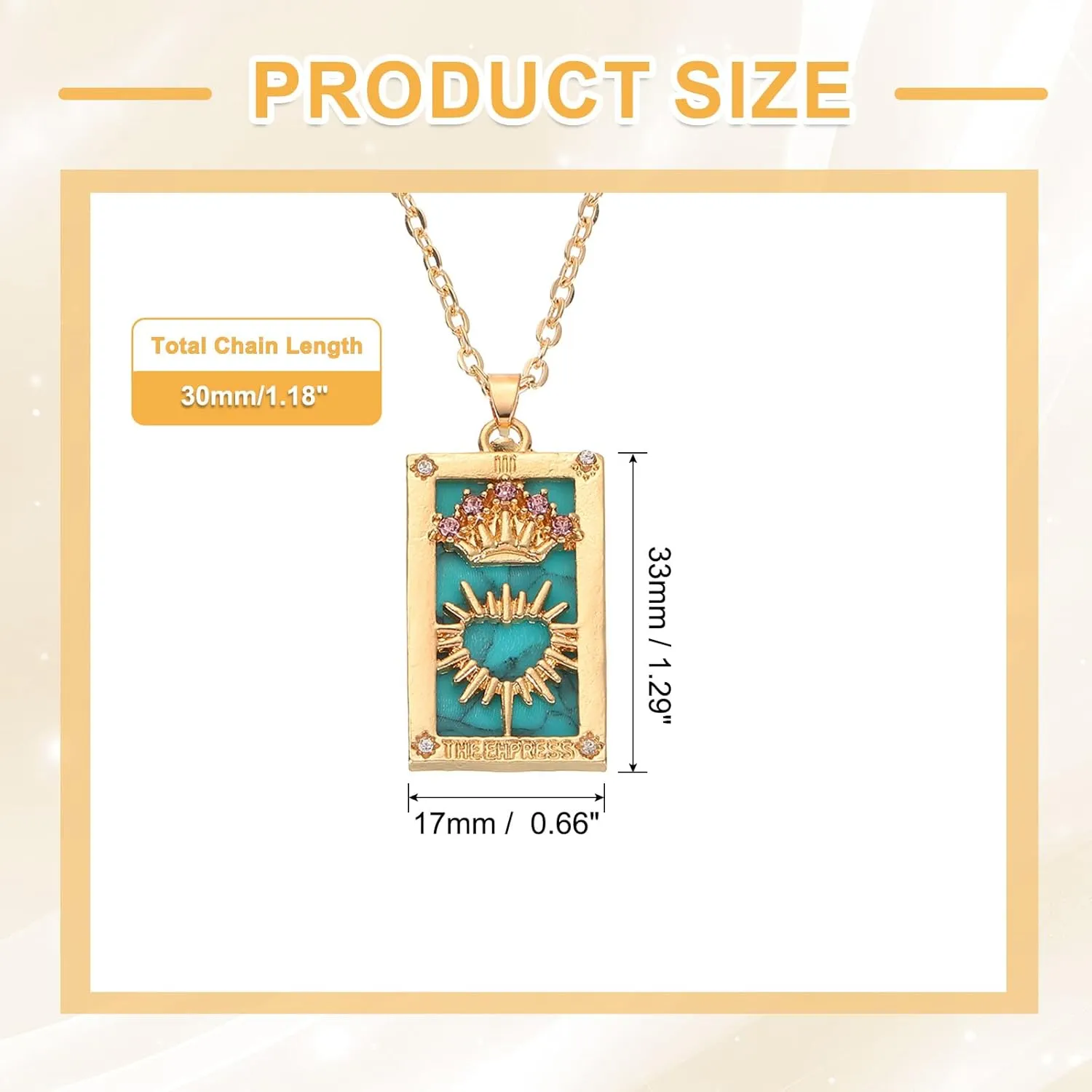 uxcell Tarot Card Necklace, Alloy Tarot Crown Heart Necklaces