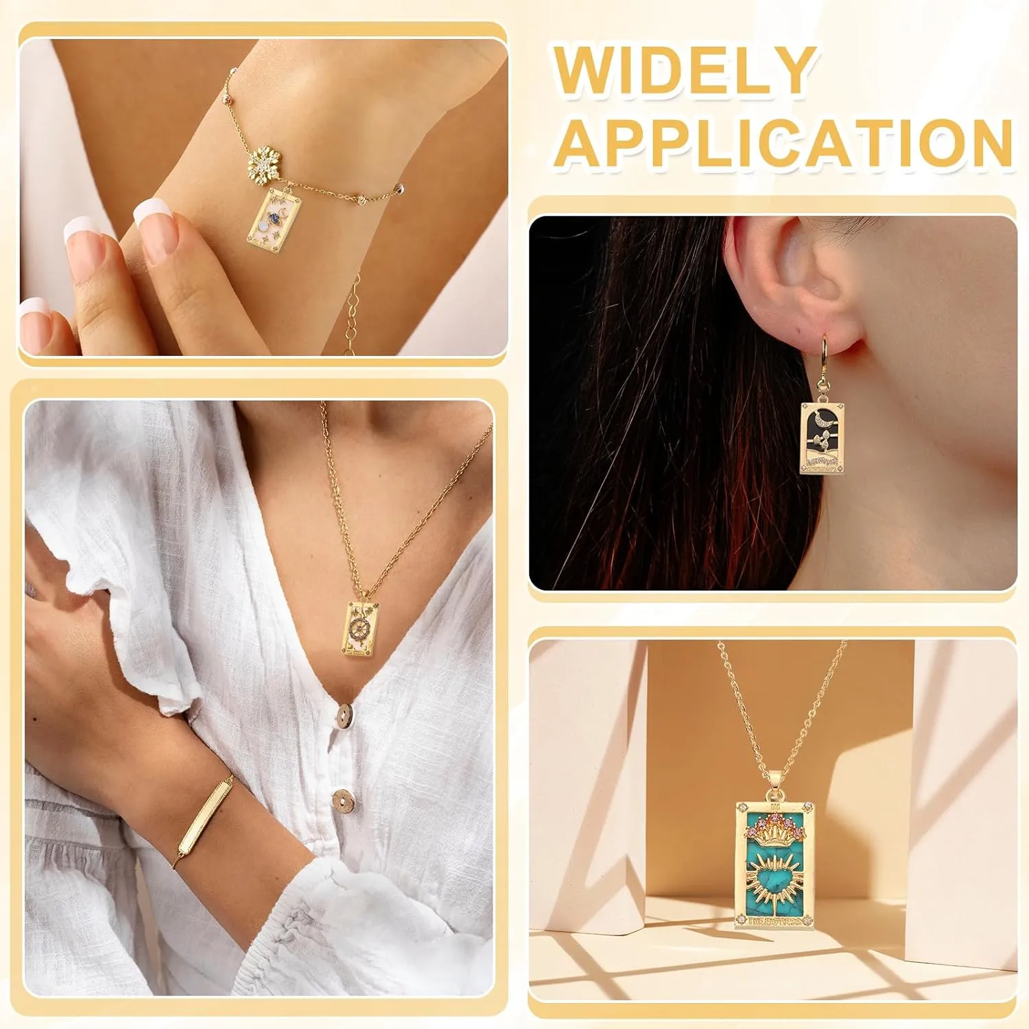 uxcell Tarot Card Necklace, Alloy Tarot Crown Heart Necklaces