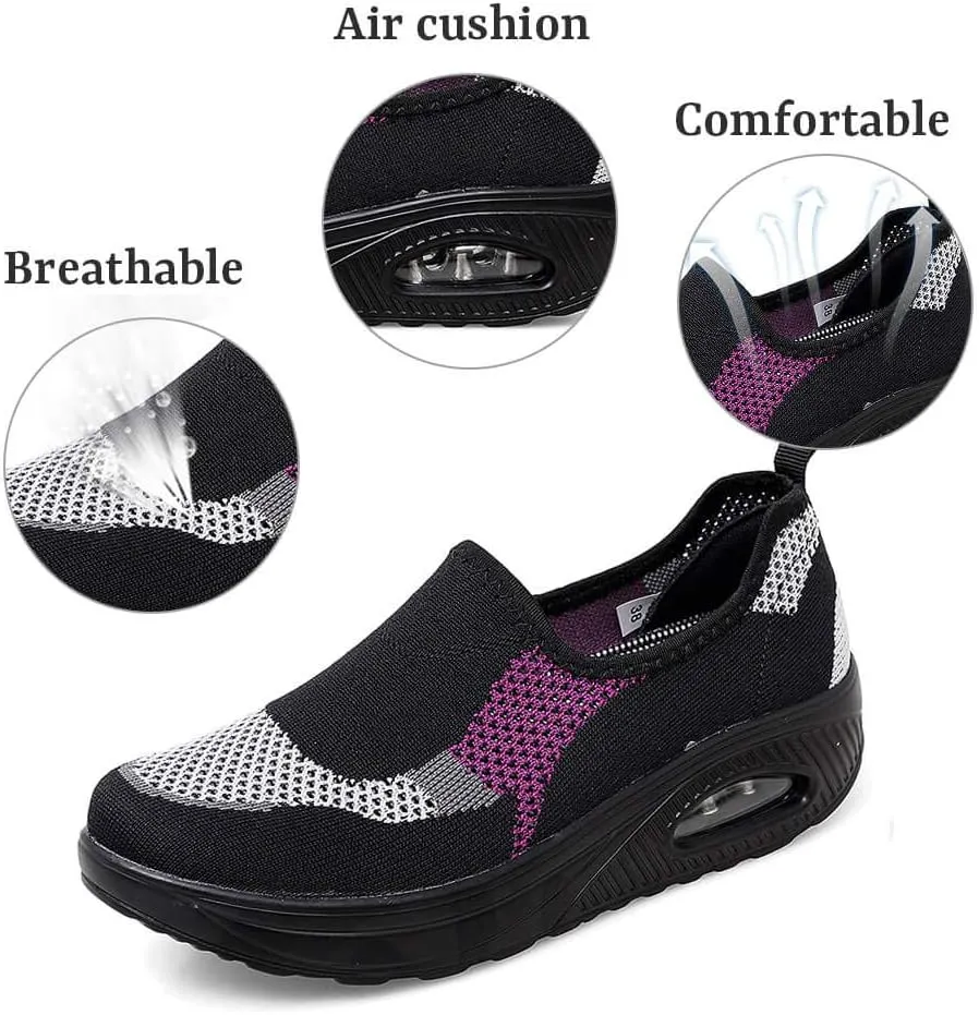 VARSKARC Women's Breathable Casual Air Cushion Slip-on Shoes Walking Running Athletic Sport Shoes