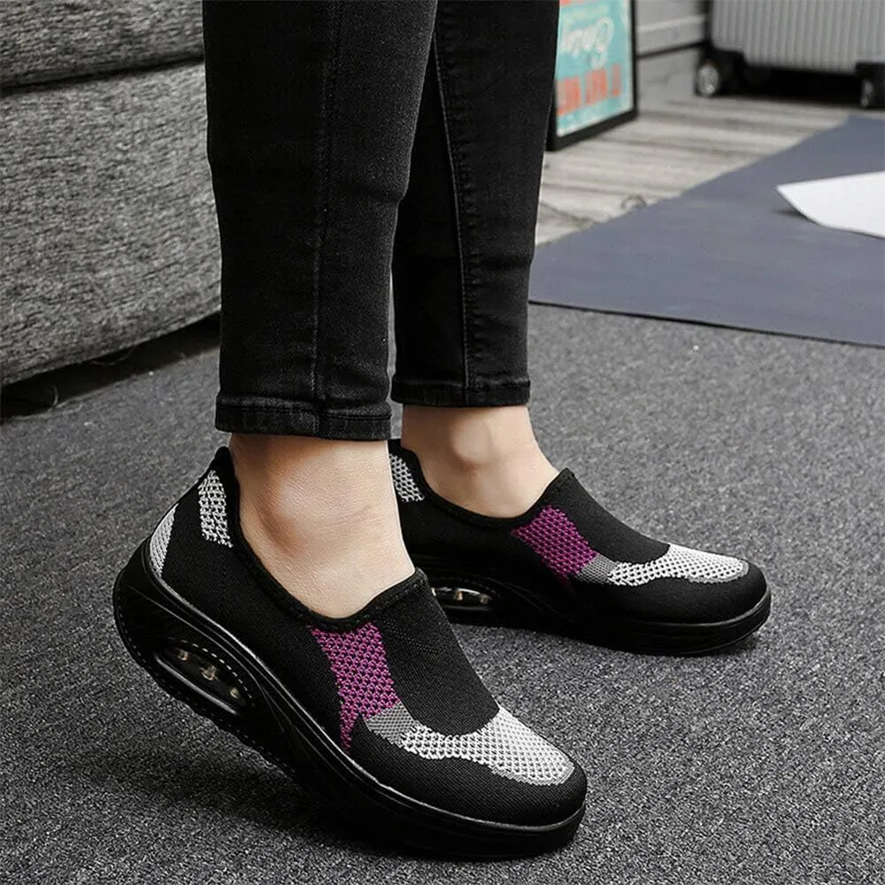 VARSKARC Women's Breathable Casual Air Cushion Slip-on Shoes Walking Running Athletic Sport Shoes