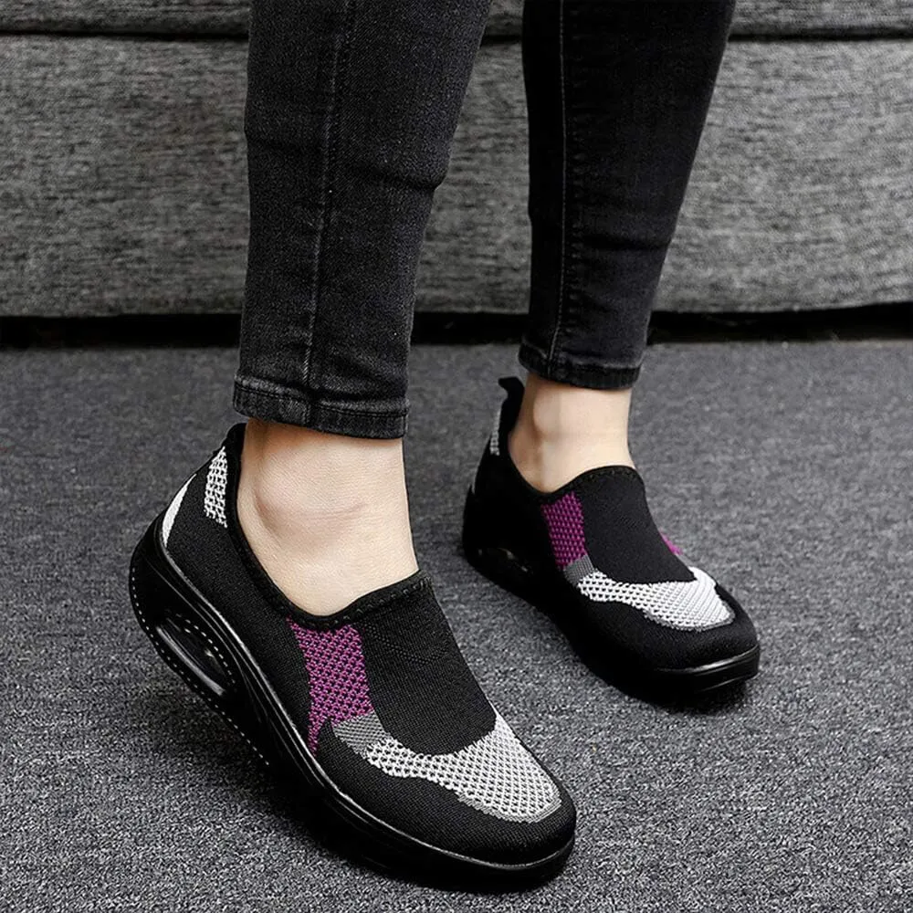 VARSKARC Women's Breathable Casual Air Cushion Slip-on Shoes Walking Running Athletic Sport Shoes