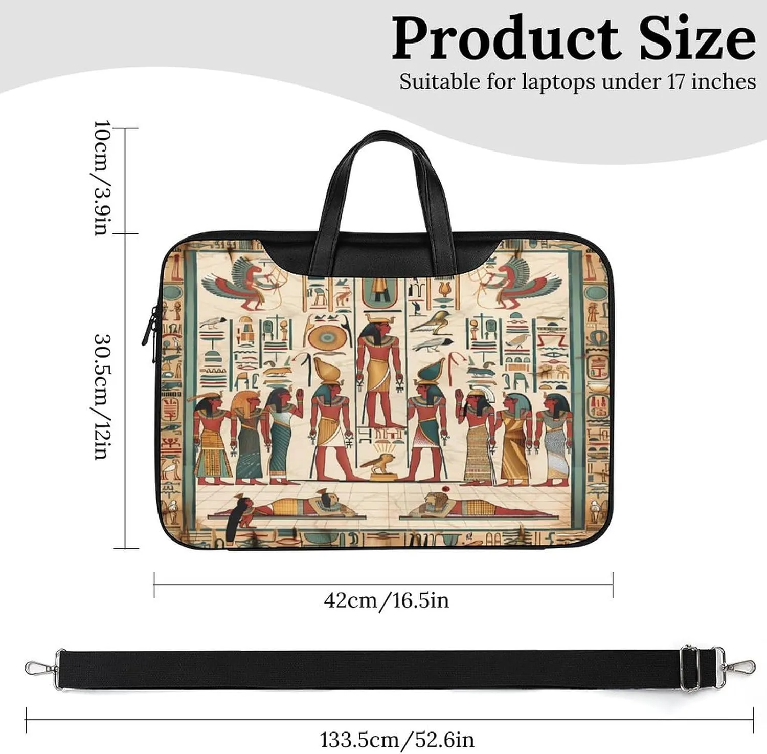 Vintage Ancient Egyptian Pharaoh Statue Laptop Tote Bag Waterproof Computer Carrying Case Business Office Briefcase