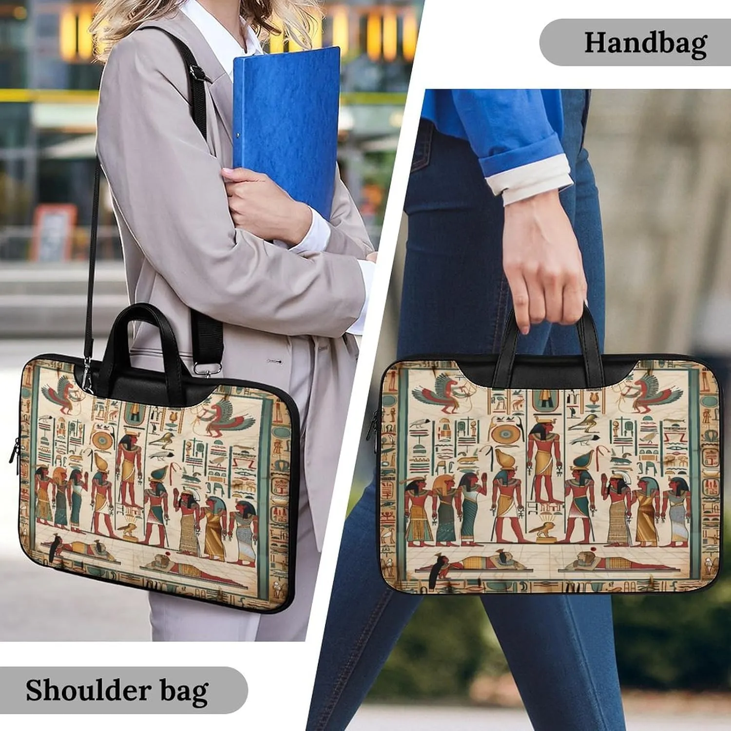 Vintage Ancient Egyptian Pharaoh Statue Laptop Tote Bag Waterproof Computer Carrying Case Business Office Briefcase