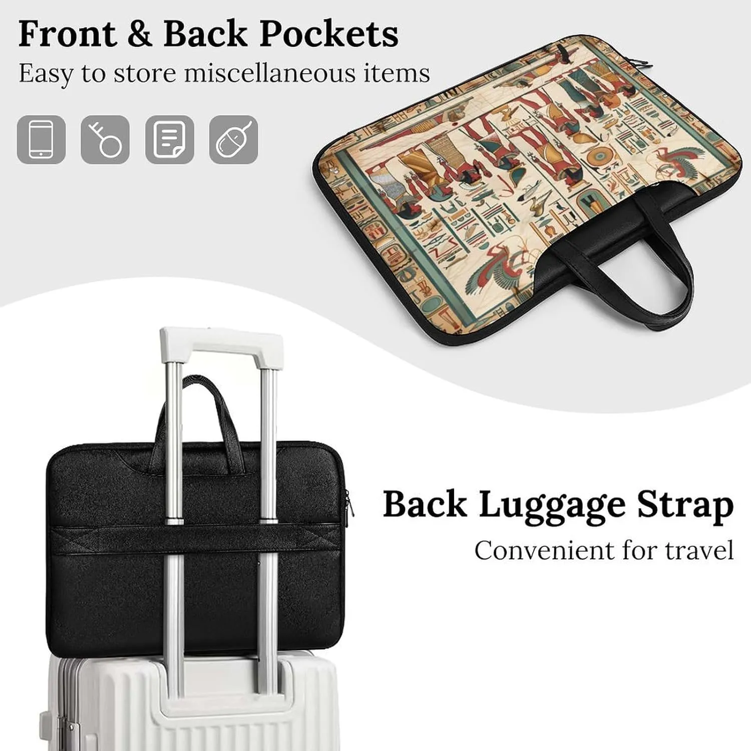 Vintage Ancient Egyptian Pharaoh Statue Laptop Tote Bag Waterproof Computer Carrying Case Business Office Briefcase
