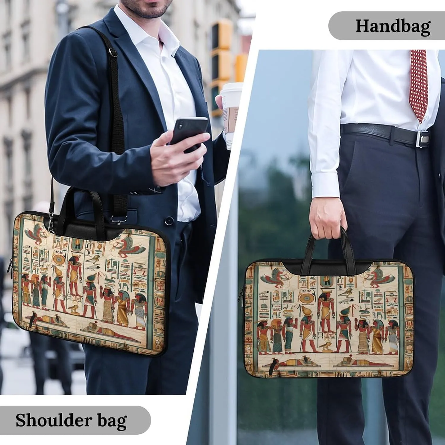 Vintage Ancient Egyptian Pharaoh Statue Laptop Tote Bag Waterproof Computer Carrying Case Business Office Briefcase