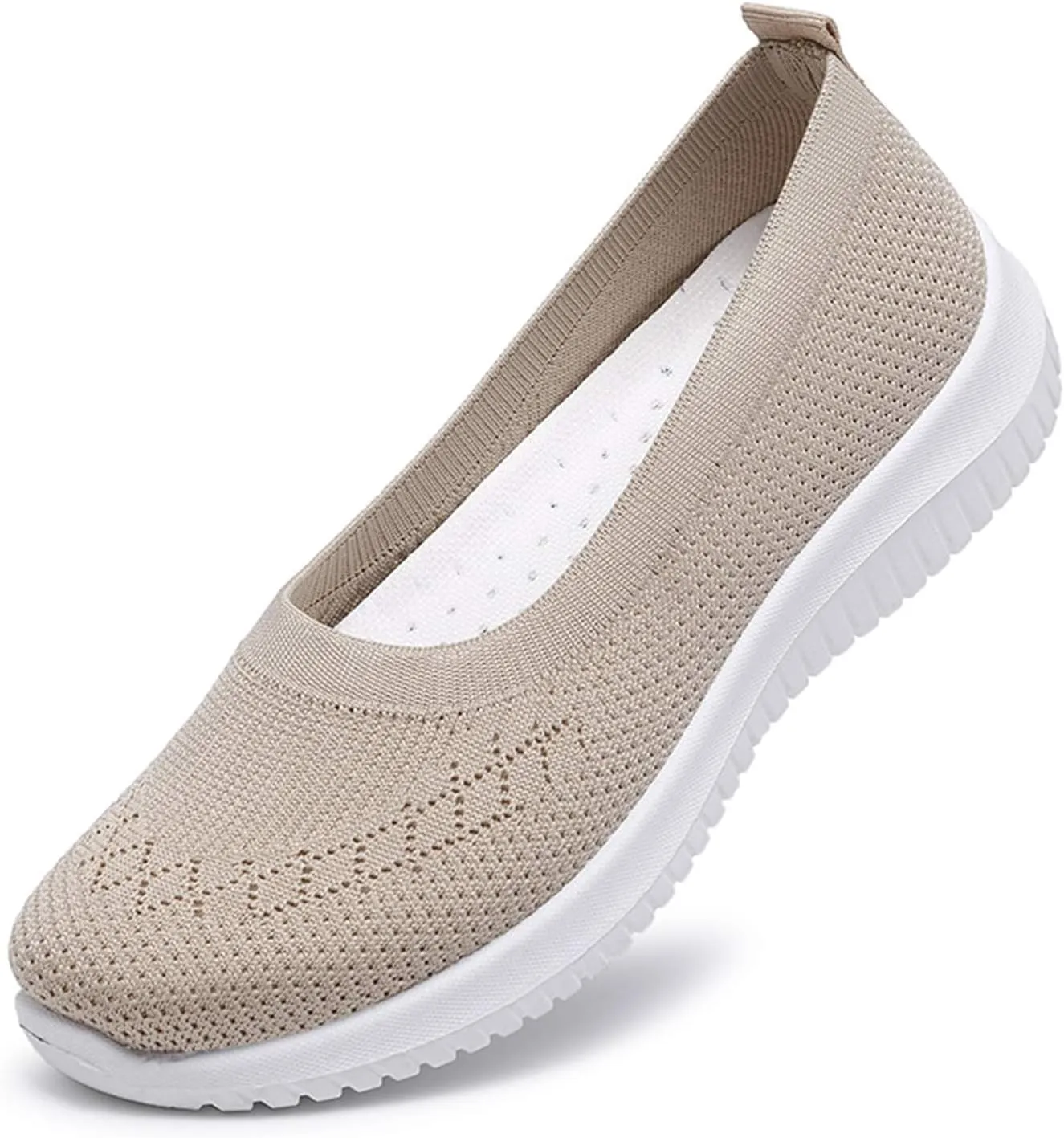 Walking Sneakers for Women Casual Breathable Mesh Flats Shoes Summer Lightweight Slip On Walking Shoes Solid Color Arch Support Wide Width Shoes Fit Go Walk Comfortable Hollow Low Top Shoes