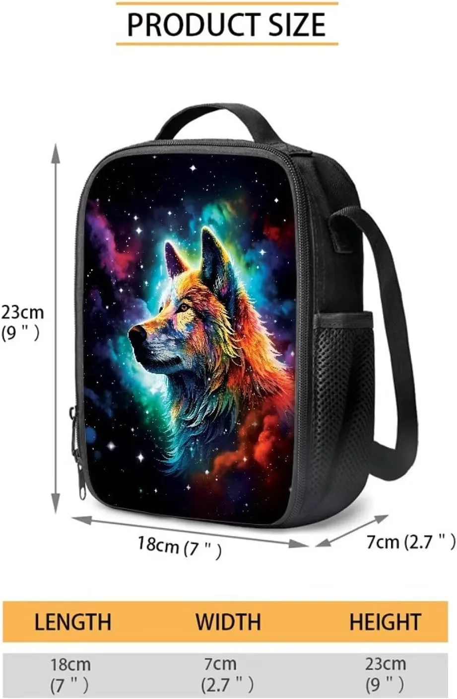 Wolf Backpack Set Backpacks with Lunch Box Cool Pencil Pouch Lunch Box with Zipper Pockets School Bag with Laptop Compartment Children's Polyester School Bag Set