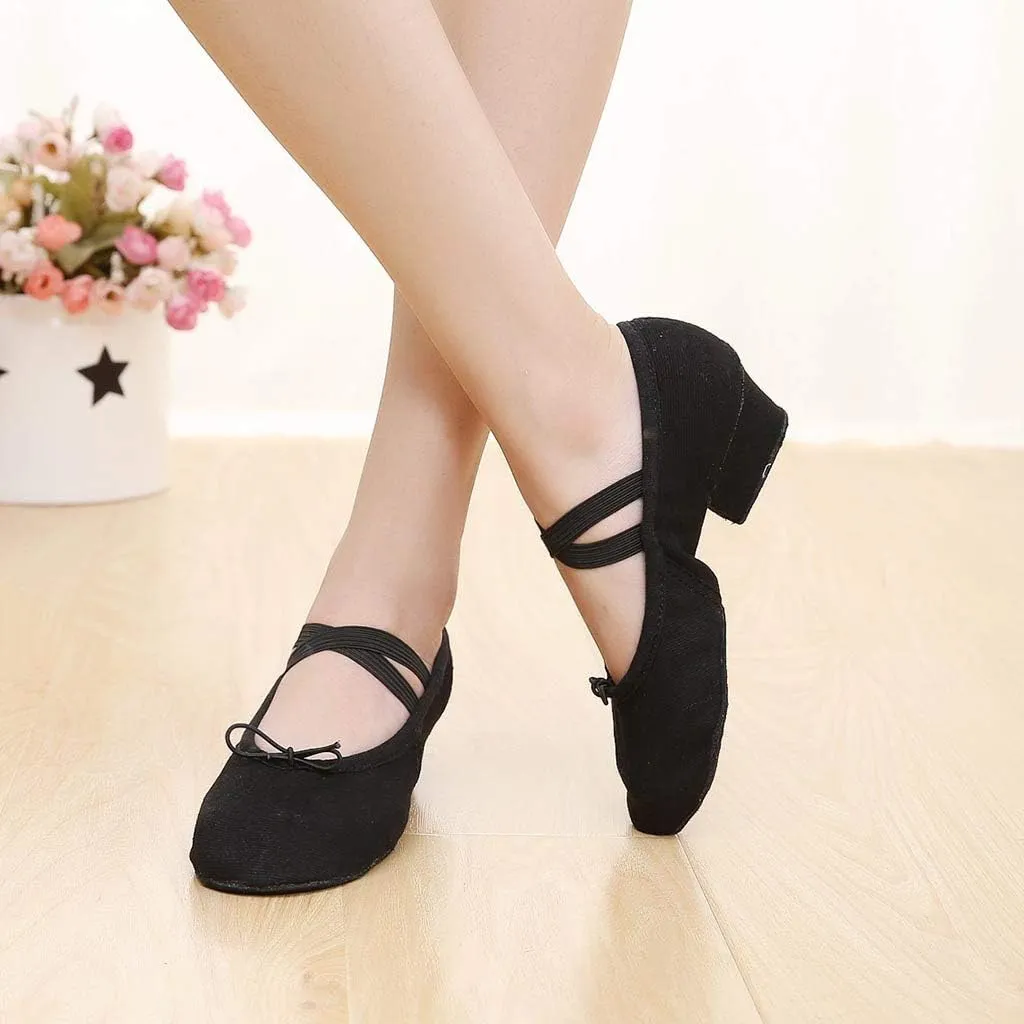 Women Ladies Dancing Prom Ballroom Latin Ballet Dance Singles Shoes Wicker Wedge Heels Women