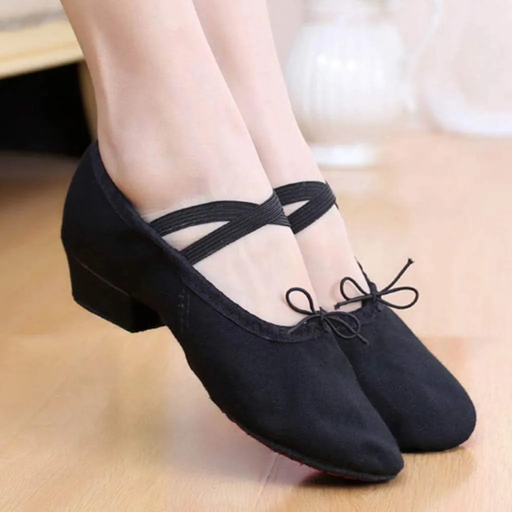 Women Ladies Dancing Prom Ballroom Latin Ballet Dance Singles Shoes Wicker Wedge Heels Women