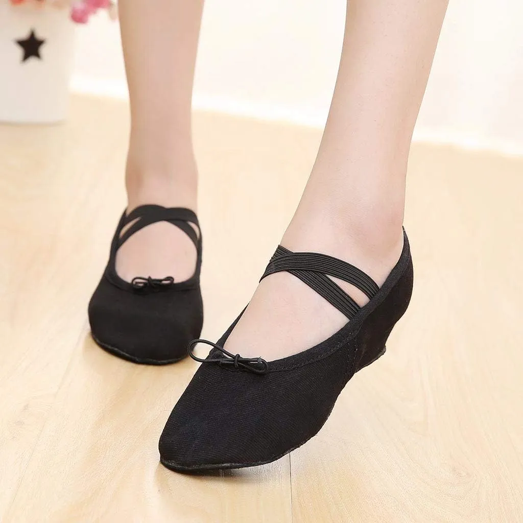 Women Ladies Dancing Prom Ballroom Latin Ballet Dance Singles Shoes Wicker Wedge Heels Women