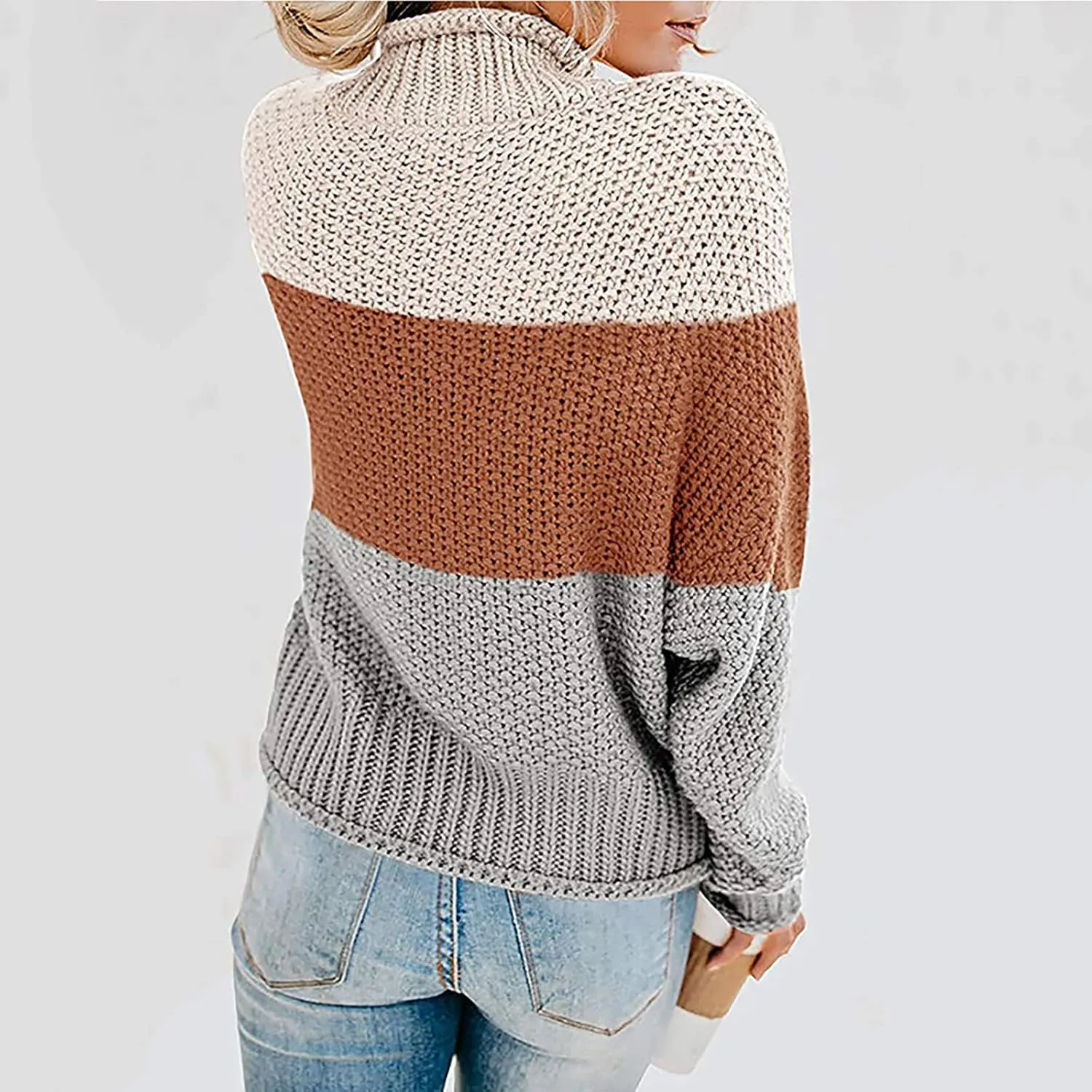 Women Sweaters 2024 Turtleneck Batwing Long Sleeve Knitted Pullover Sweater Loose Oversized Chunky Jumper Tops