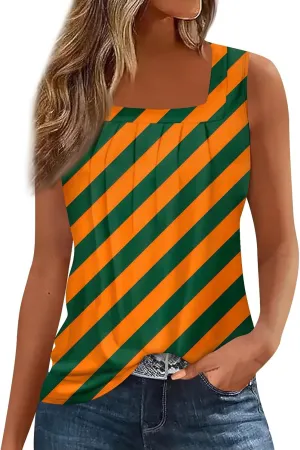 Women Tank Tops Summer Square Neck Sleeveless Tops Loose Fit Flowy Cute Casual Shirts Vacation Blouses