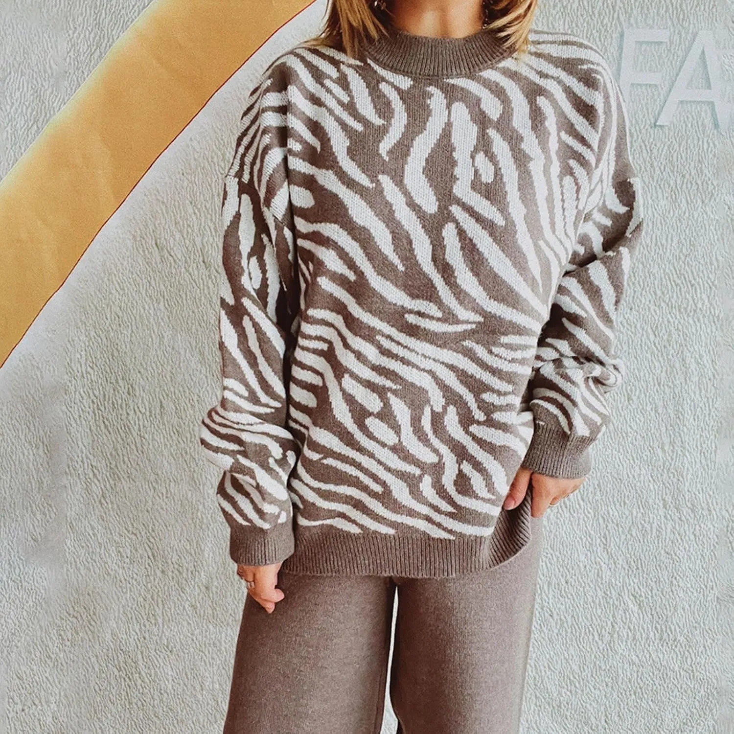Womens 2024 Fall Winter Fashion Crewneck Long Sleeve Colorblock Chunky Knit Casual Loose Pullover Sweater Jumper Tops