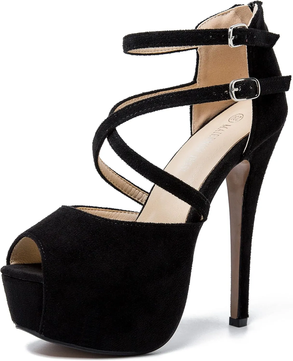 Women's Ankle Cross Strap Sandals Platform Stiletto Dress Zip