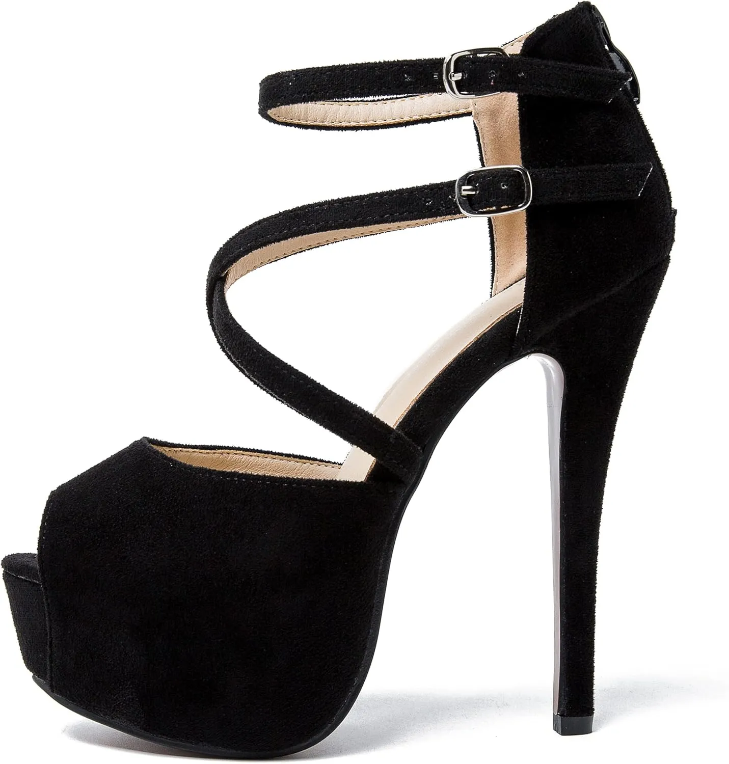 Women's Ankle Cross Strap Sandals Platform Stiletto Dress Zip