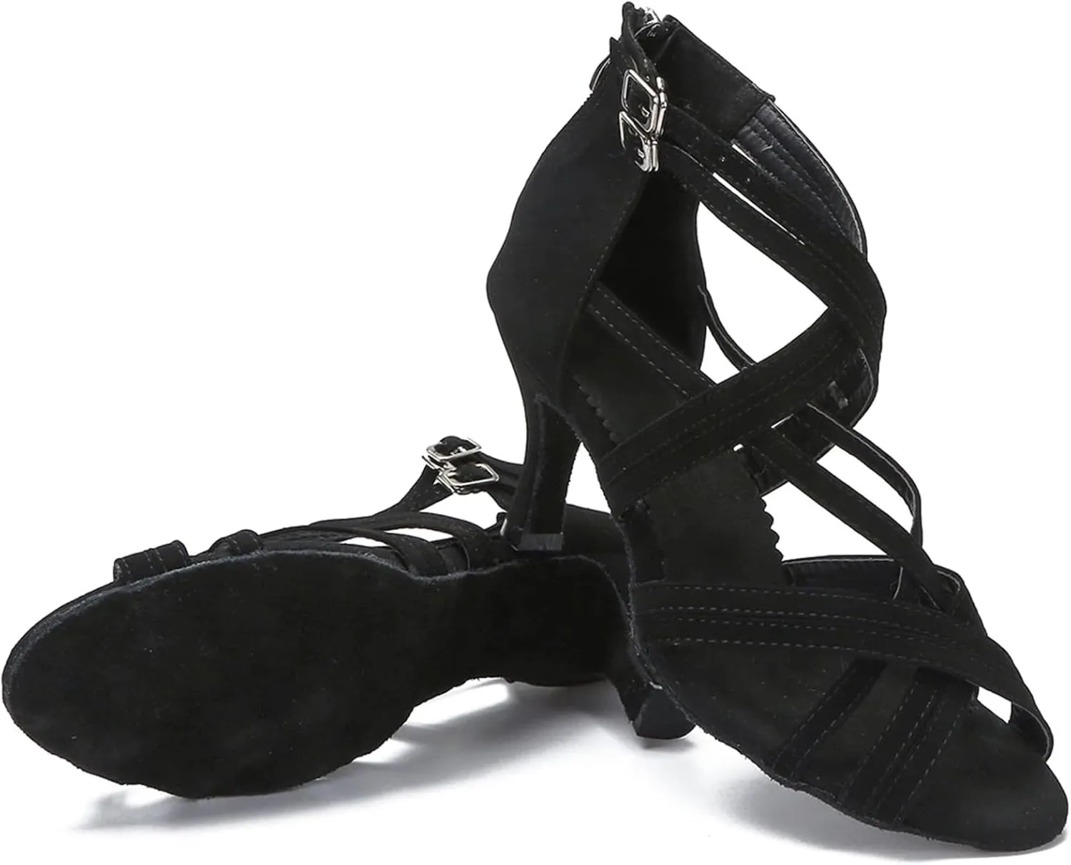 Women's Black Latin Dance Shoes - Tango Jazz Salsa Professional Ballroom Sneakers, 5CM/2Inch Heel Height
