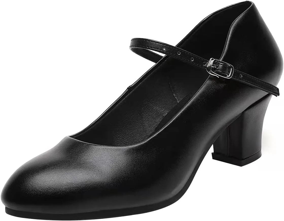 Women's Black Non-Slip Latin Salsa Dance Heels Ballroom Character Shoes Prom Dress Pumps