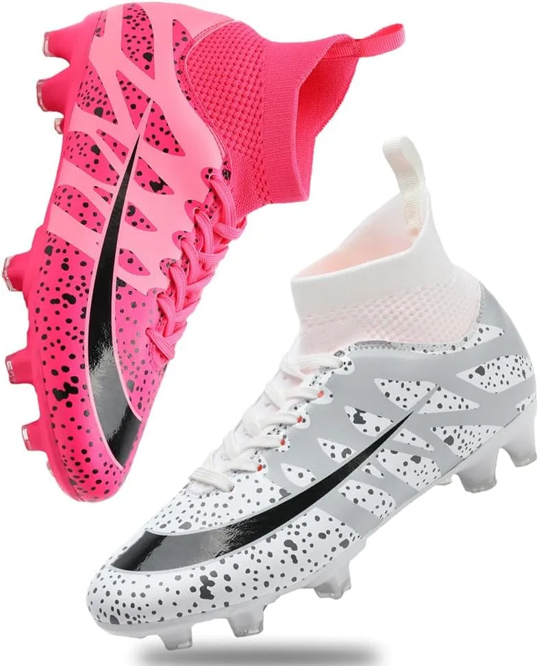 Women's Breathable Futsal Cleats for Training - High Top AG Soccer Shoes for Outdoor - Mens Athletic Football Sneakers