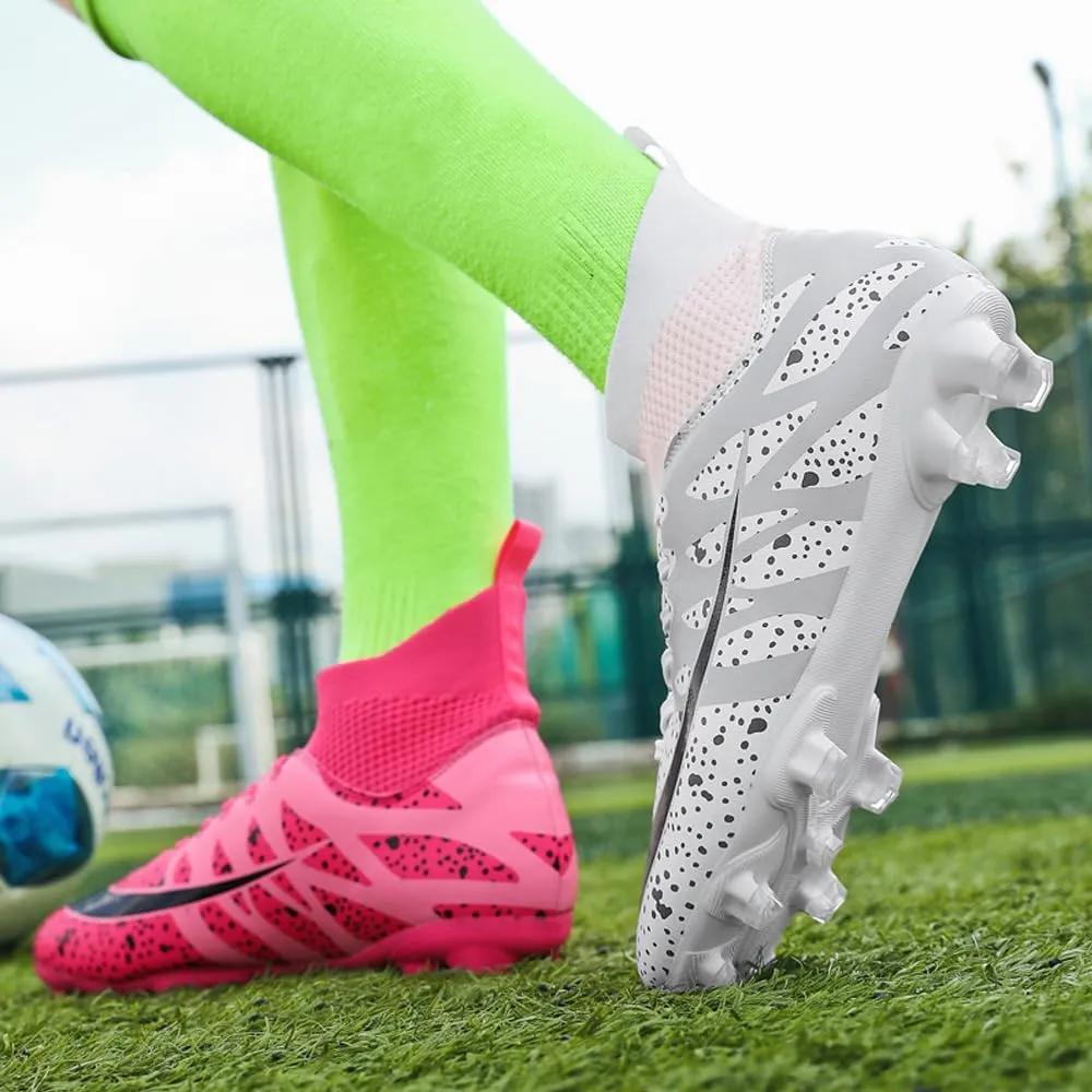 Women's Breathable Futsal Cleats for Training - High Top AG Soccer Shoes for Outdoor - Mens Athletic Football Sneakers