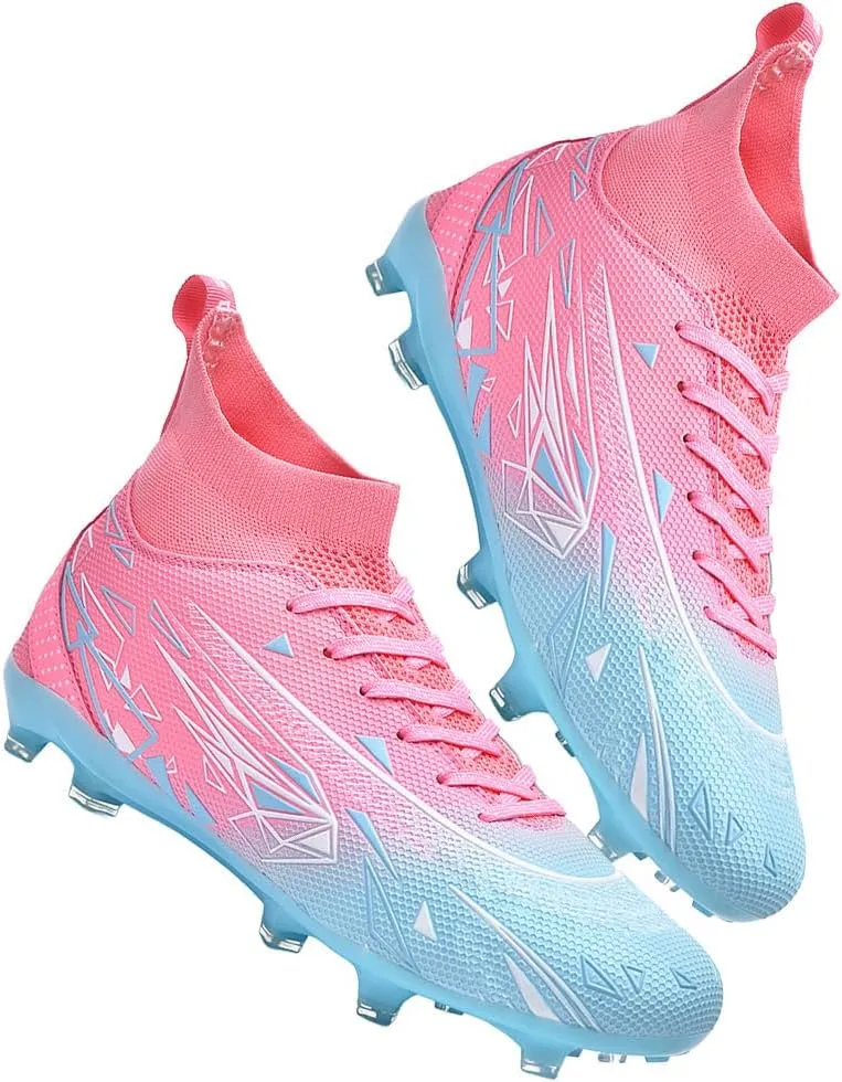 Women's Breathable Futsal Cleats for Training - High Top AG Soccer Shoes for Outdoor - Mens Athletic Football Sneakers