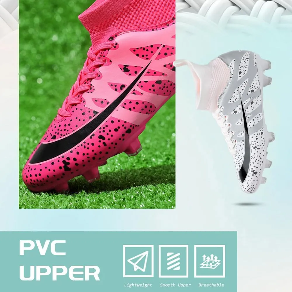 Women's Breathable Futsal Cleats for Training - High Top AG Soccer Shoes for Outdoor - Mens Athletic Football Sneakers
