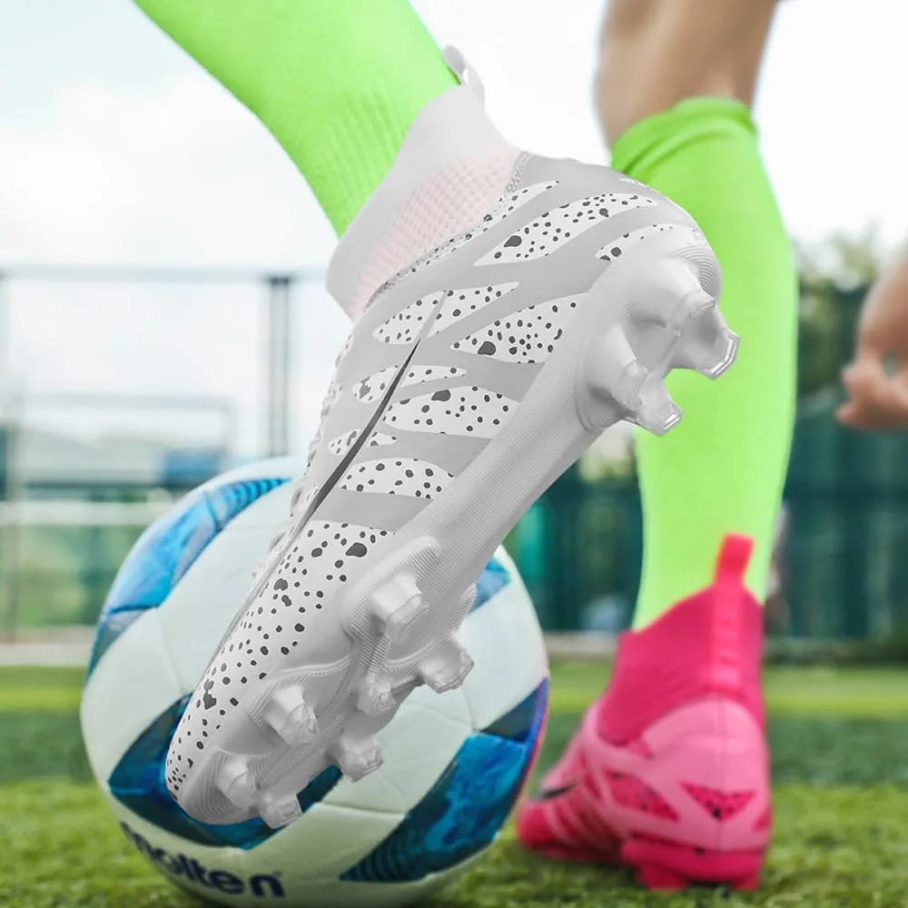 Women's Breathable Futsal Cleats for Training - High Top AG Soccer Shoes for Outdoor - Mens Athletic Football Sneakers