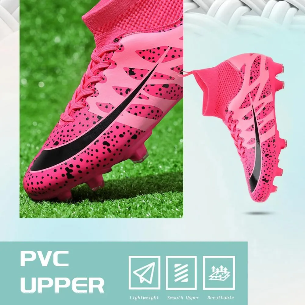 Women's Breathable Futsal Cleats for Training - High Top AG Soccer Shoes for Outdoor - Mens Athletic Football Sneakers