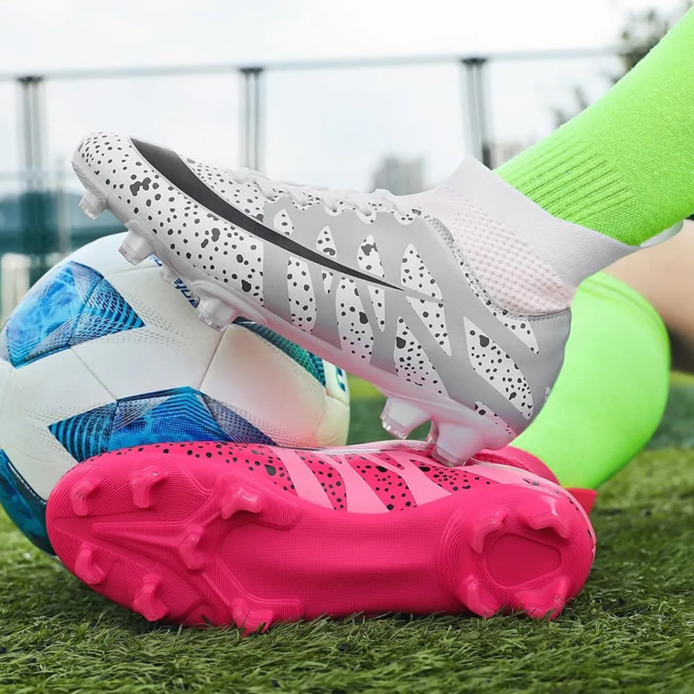 Women's Breathable Futsal Cleats for Training - High Top AG Soccer Shoes for Outdoor - Mens Athletic Football Sneakers
