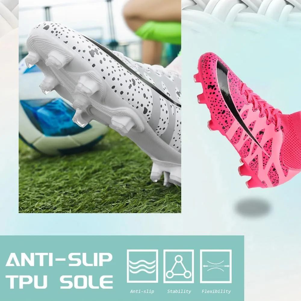 Women's Breathable Futsal Cleats for Training - High Top AG Soccer Shoes for Outdoor - Mens Athletic Football Sneakers