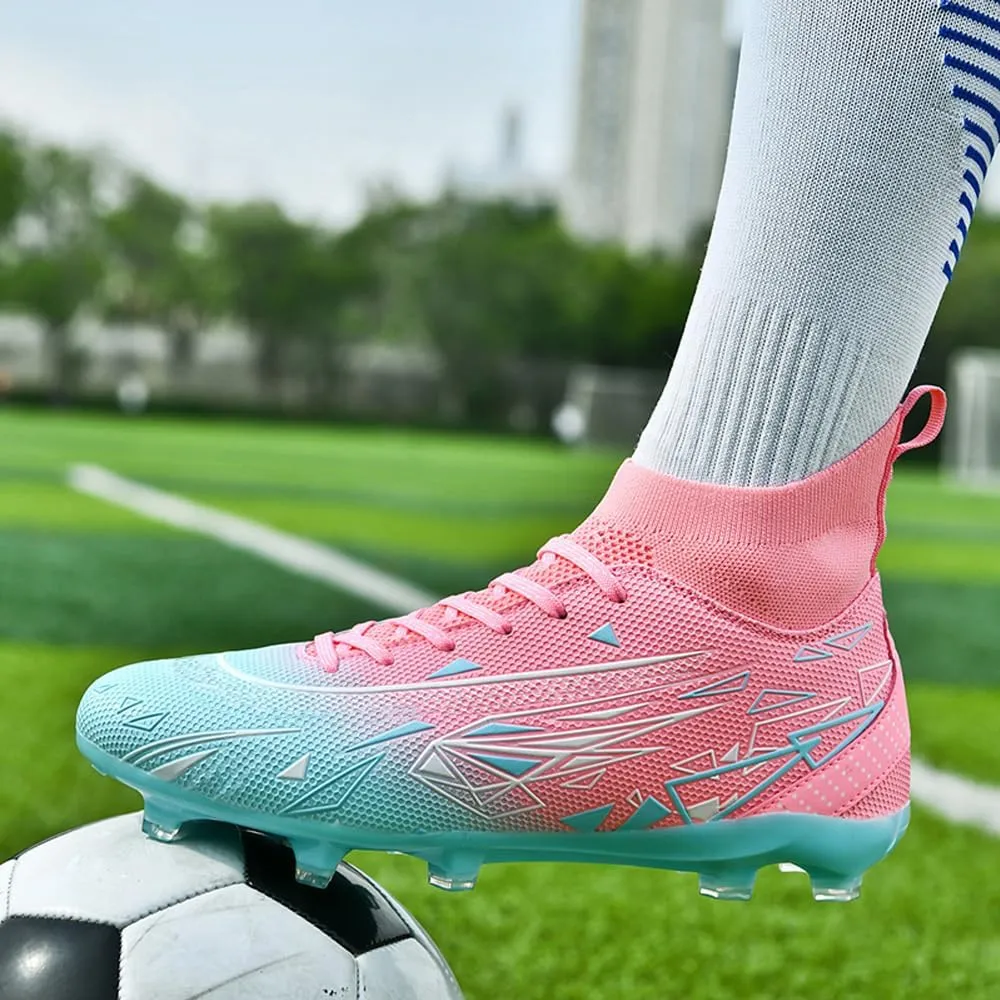 Women's Breathable Futsal Cleats for Training - High Top AG Soccer Shoes for Outdoor - Mens Athletic Football Sneakers