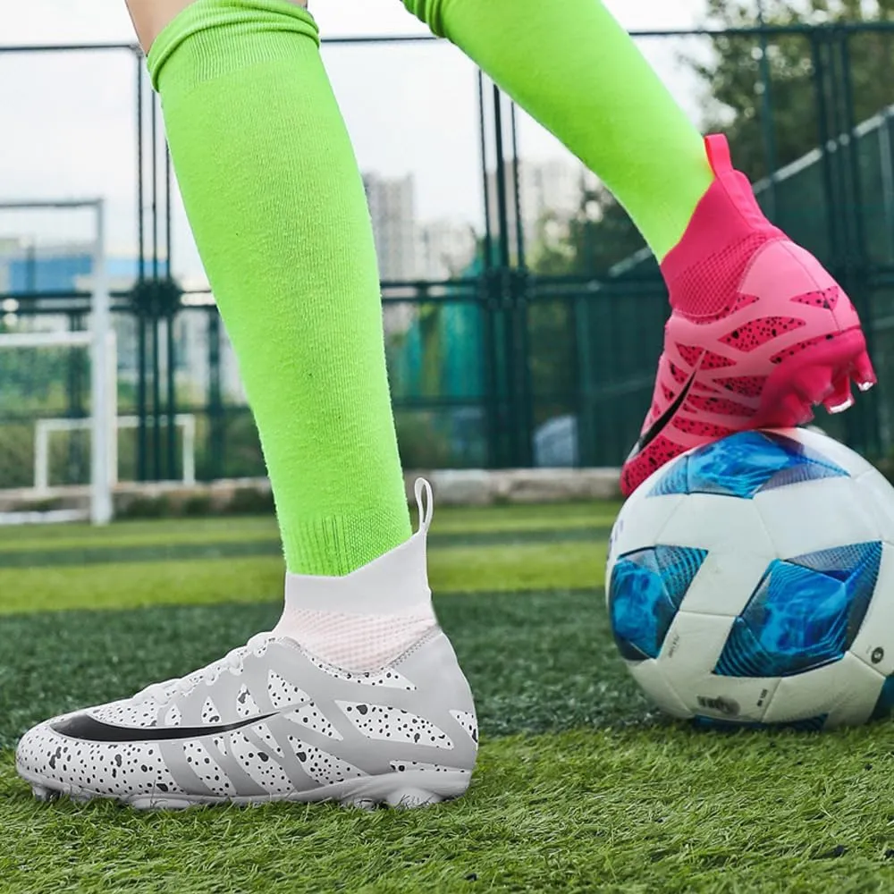 Women's Breathable Futsal Cleats for Training - High Top AG Soccer Shoes for Outdoor - Mens Athletic Football Sneakers
